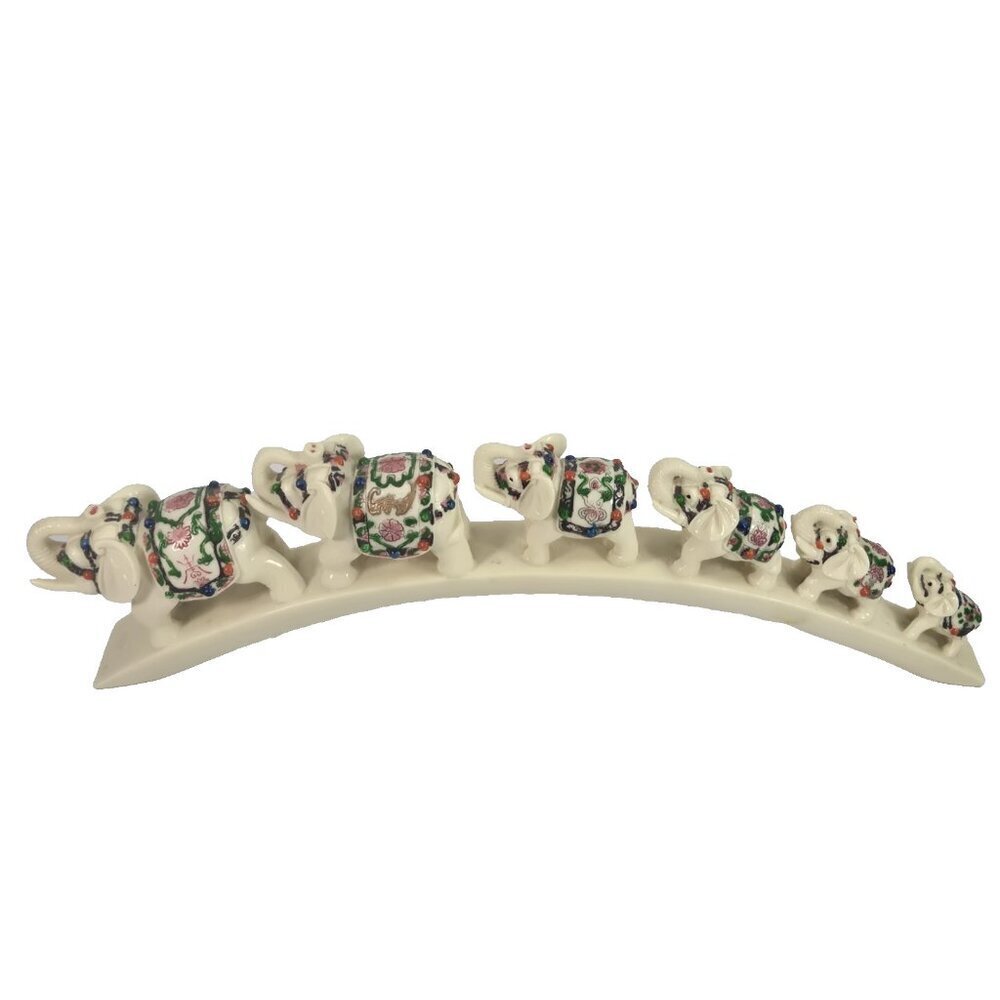 Elephant Family on Bridge Good Luck Decor Boho Traveler Eclectic